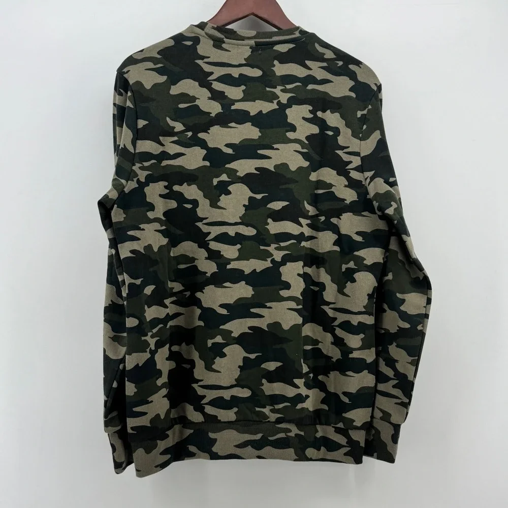 True Religion Mens Buddha Graphic Camo Crewneck Sweatshirt Green 105972 Size M